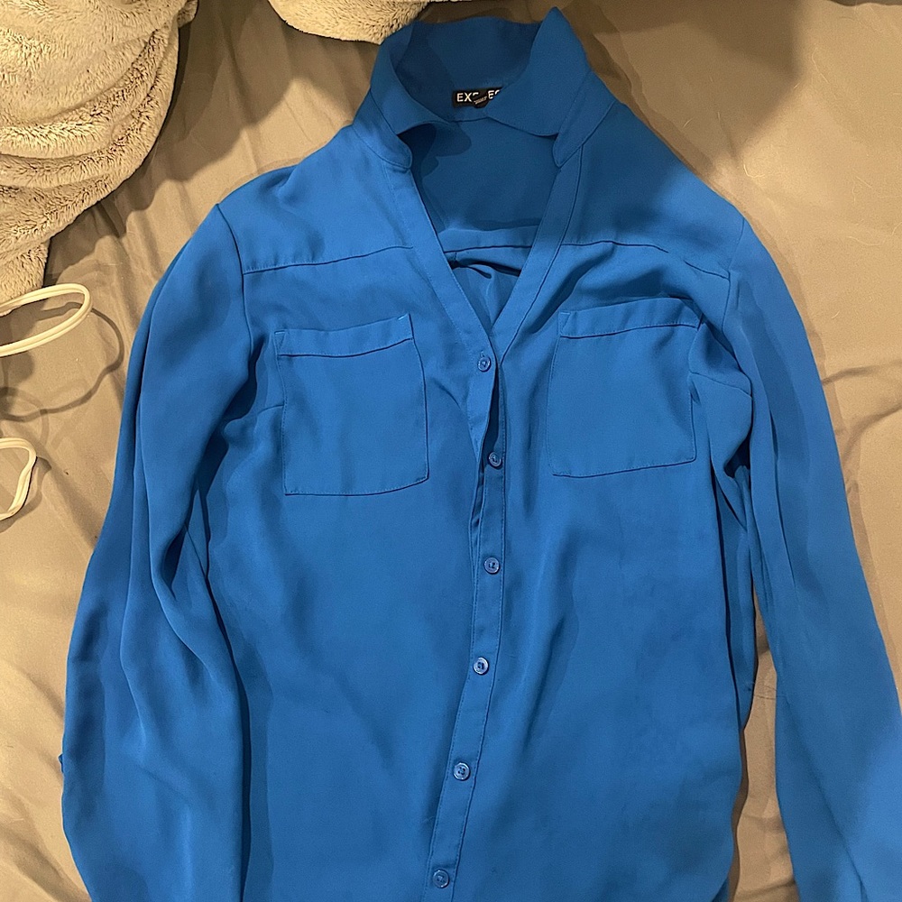 Express Blue Button Down Dress Shirt